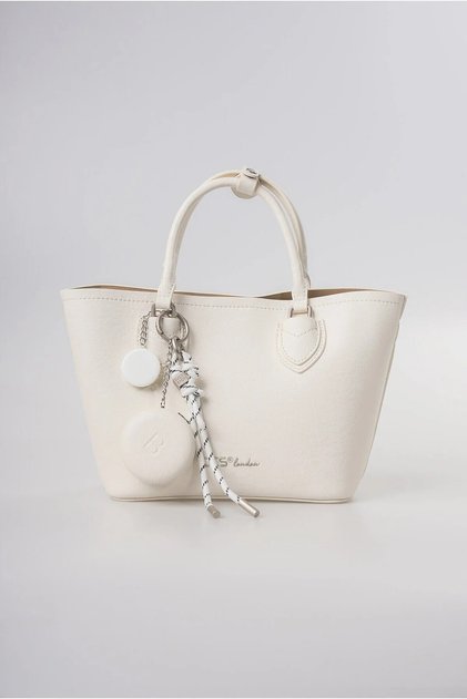 Women's Handbag with Mirror Charm Detail Stylish Daily Hand and Shoulder Bag White 18350