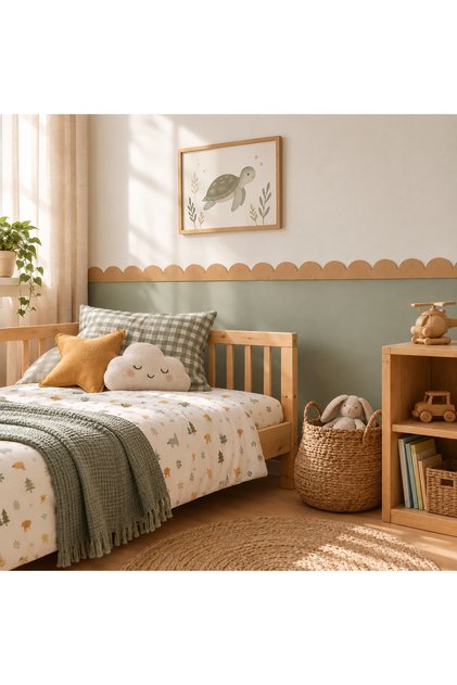 Boyanabilir Ahşap Duvar Çıtası Ham MDF 69x9 cm Bebek Çocuk Odası Dekoratif Şerit