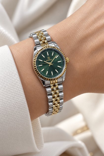 Women's Wristwatch with Steel Band Minimal Dial Elegant Design
