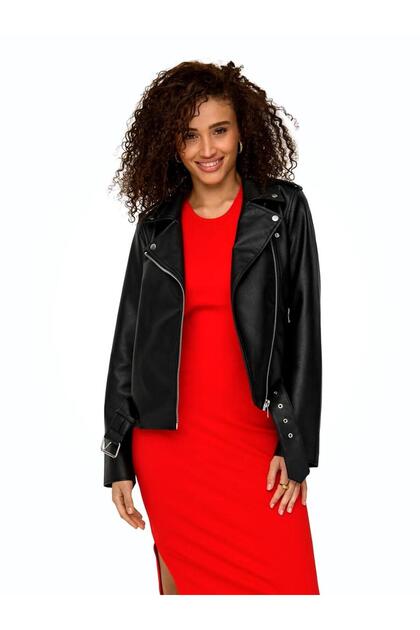 Onlmille Faux Leather Biker Jacket Otw Women's Jacket Black (15357332)