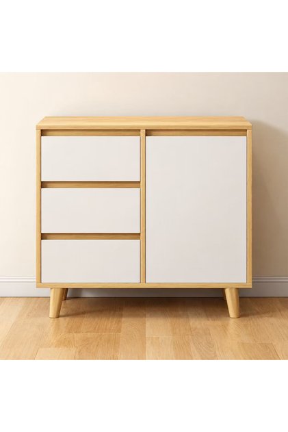 80 × 30 × 80 cm Storage Cabinet with Doors & Open Shelves, Modern Sideboard Organizer, Freestanding Cupboard for Living Room, Bedroom & Entryway