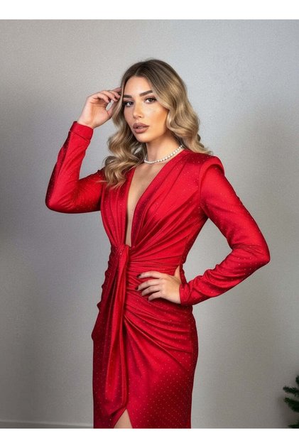 Rochie midi Nova, Roșu