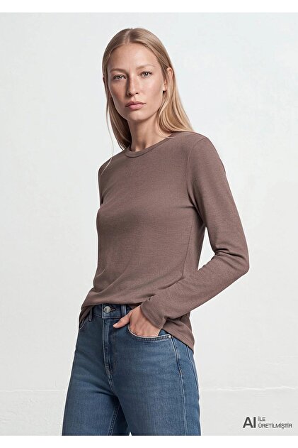 Long sleeved basic morel melange