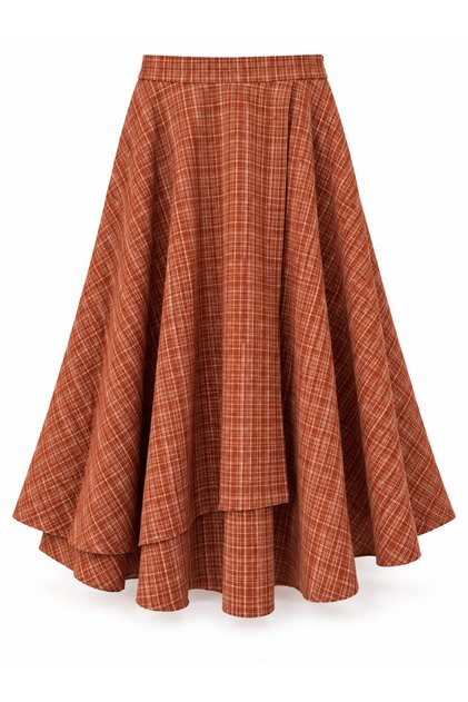 Hazel Layered Asymmetrical Midi Skirt Women's Cinnamon