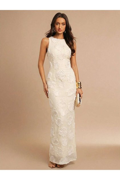 Rochie maxi, crem