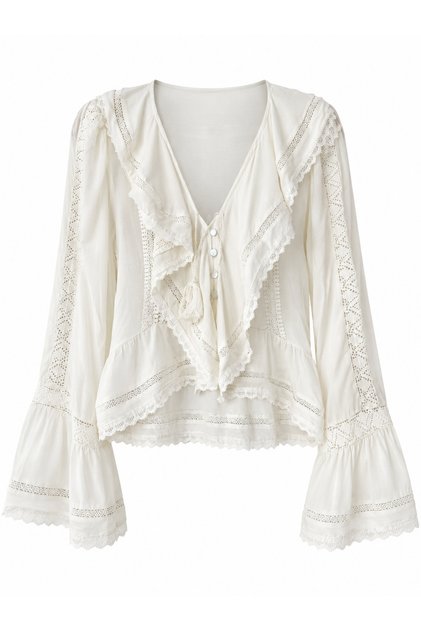 Odette Ruffle Detailed Tie-Up Buttoned Shirt Women's Snow White