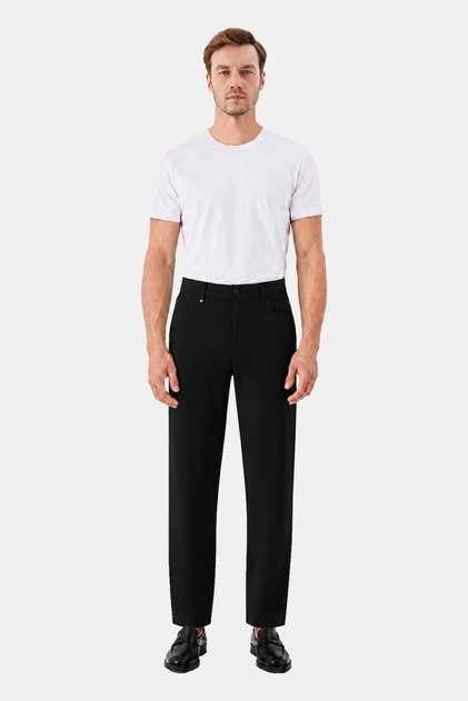 Erkek Siyah Normal Kesim Regular Fit Pantolon