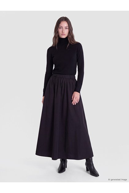 Esvab • Modern & Distinctive Belted Poplin Flared Skirt