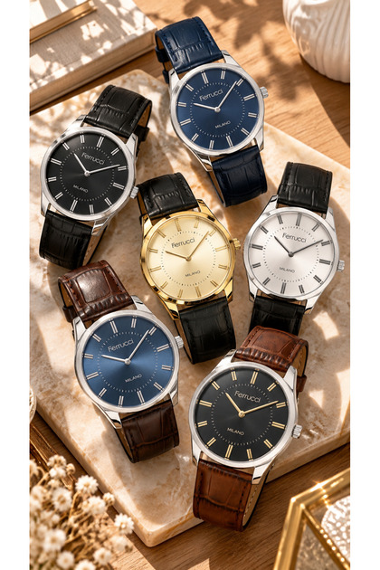 40 mm Case, Brown Color Leather Strap, Silver Case, Men's Wristwatch in Stylish Box