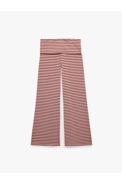 Comfortable Cut Striped Pajama Bottoms with Tie Waist