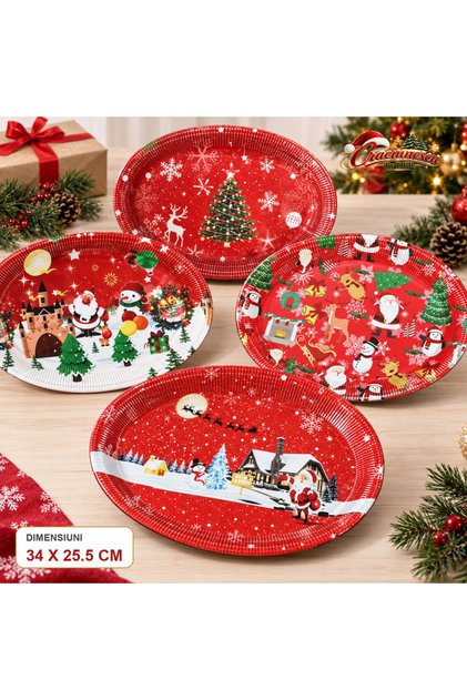 Tava de Servire Craciun 34 x 25,5 cm, cu Imprimeu Festiv -