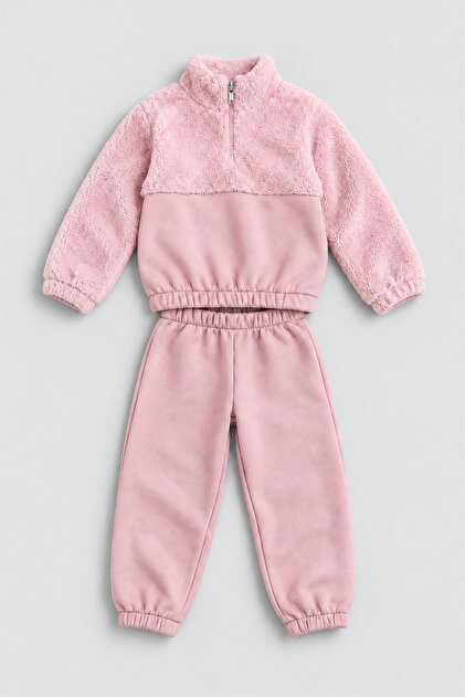Unisex Children's Plush Zippered Fleece Tracksuit Set