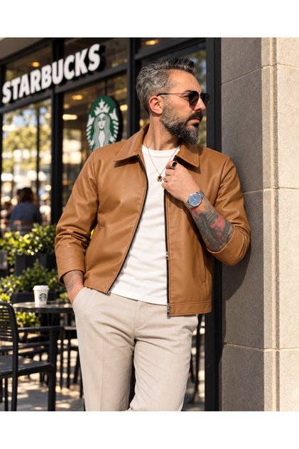 Men's Monza Double Zipper Faux Leather Jacket