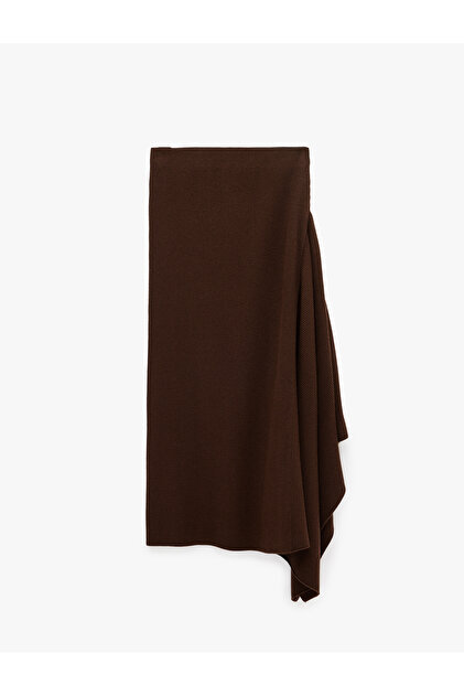 Asymmetrical Ruffled High Waist Long Knit Skirt