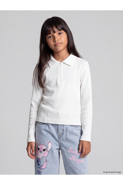 Quality Pieces from Çelebi Store Devrik Roba Collar Girl's T-Shirt