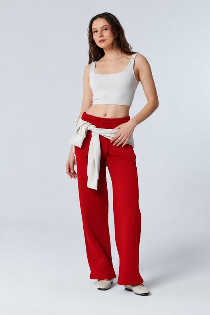 Sorane Red Winter Fleece-Lined Sweatpants