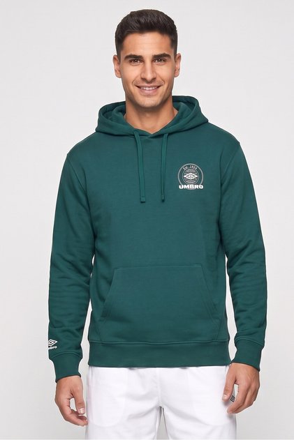 Men Sportswear Fit Brand Logo Outdoor Hoodie, Dark Green
