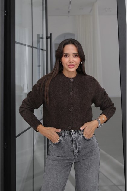 Brown İlya Soft Textured Knitwear Cardigan