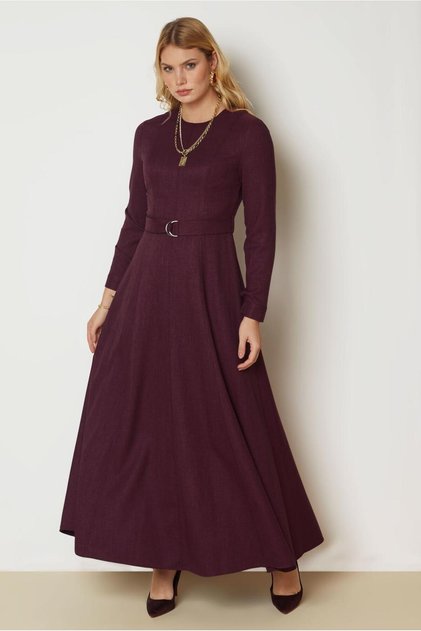 Belted Linen Effect Dress 46203