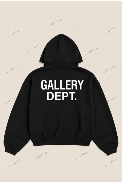 Gallery Dept Logo Comfortable Fit Oversize Unisex Hoodie 100% Cotton 3 Thread Raster Hooded Sweatshirt