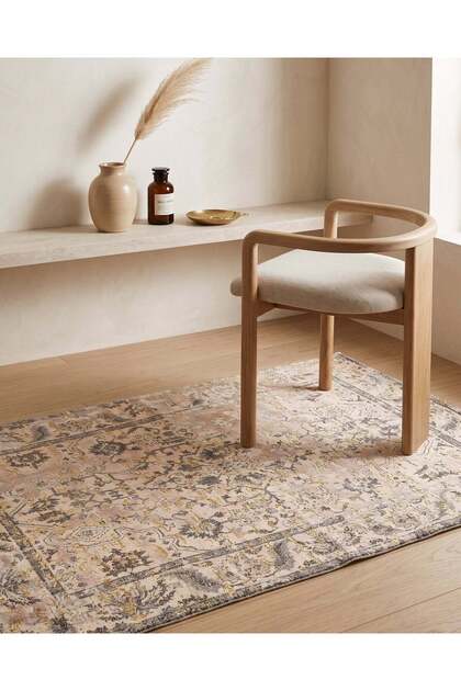 Beige Printed Gold Foil Dhurrie