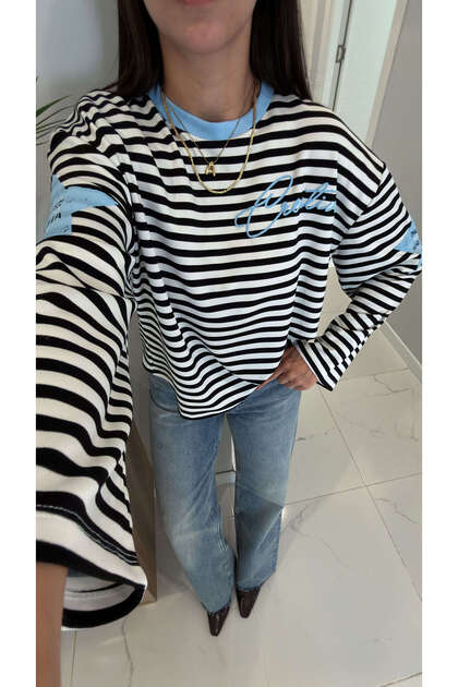 Temla Black Striped Sweatshirt