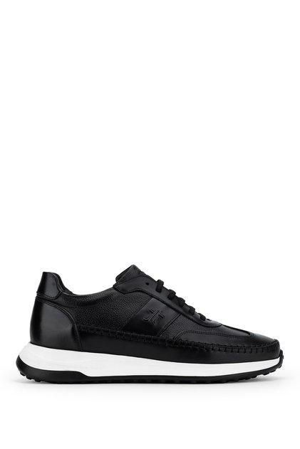 Men's Genuine Leather Black Sneakers & Sports Shoes