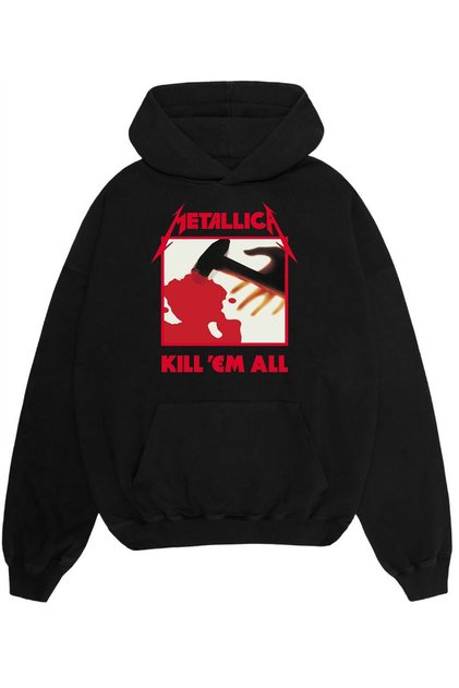 Hanorac supradimensionat cu imprimeu, design Metallica