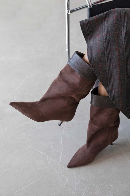 Bridge Women's Pino Heel Suede Boots Brown