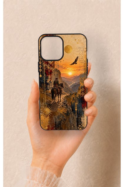 iPhone 12 Pro Max Compatible Steppe Traveler Patterned Silicone Case