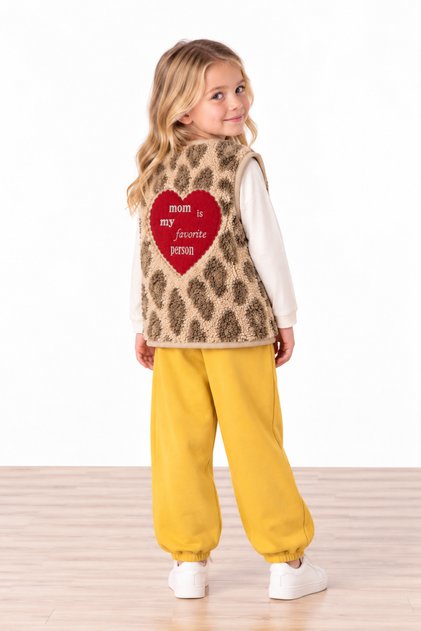 Little One's Heart Plush Vest - Leopard