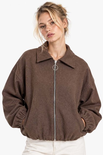 Women's Zippered Basic Bomber Coat