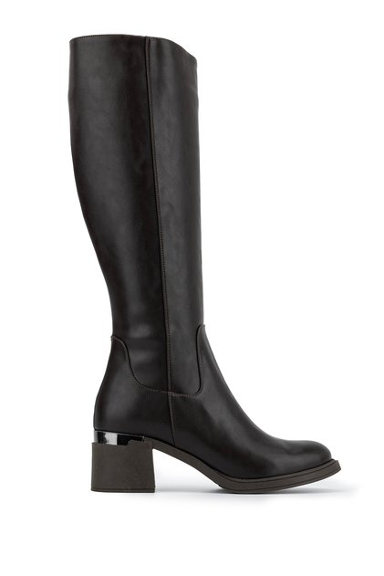 Women's Faux Leather Brown Heeled Boots
