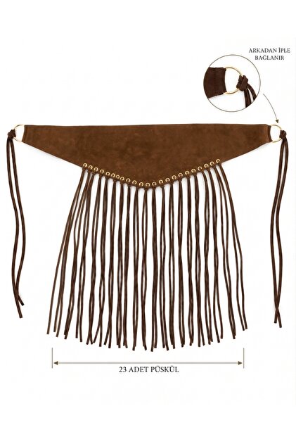 Women's Suede Tassel Corset Belt - Western Boho Style Tie-Back Waist Belt