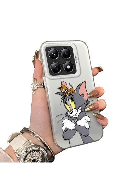 Mi 14t Pro 5g Compatible Silicone Edge Hard Back Case with Mouse Pattern Couple Phone Case