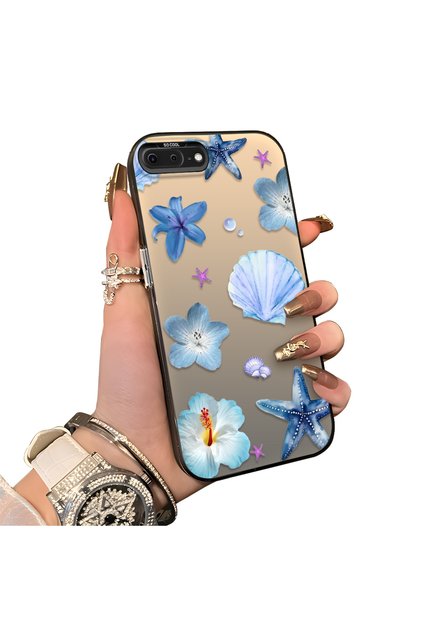 iPhone 8 Plus Compatible Silicone Edge Hard Back Case Sea Star Patterned Phone Case