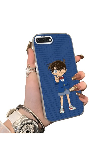 iPhone 8 Plus Compatible Silicone Edge Hard Back Case Konan Patterned Couple Phone Case