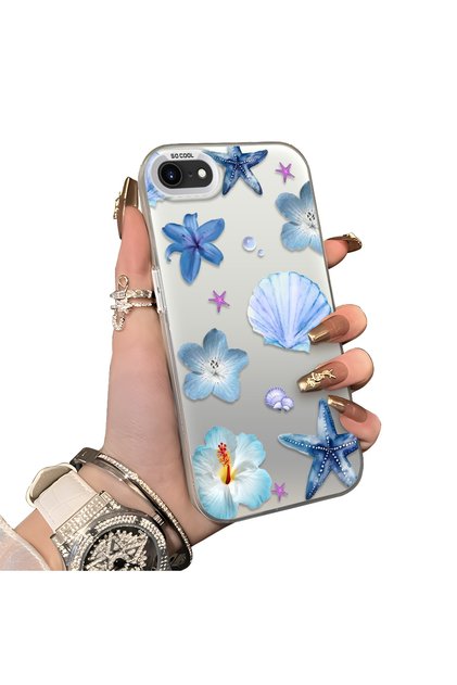 iPhone Se 2020 Compatible Silicone Edge Hard Back Case Sea Star Patterned Phone Case