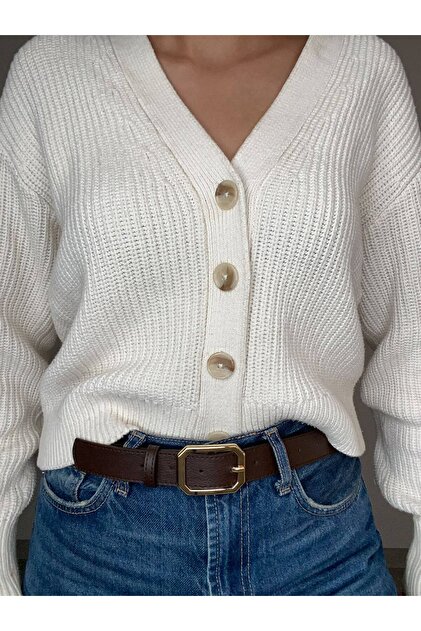 Liaison Quadrilateral Patterned Women's Gold Buckle Leather Belt Jacket Belt Dress Belt Trouser Belt