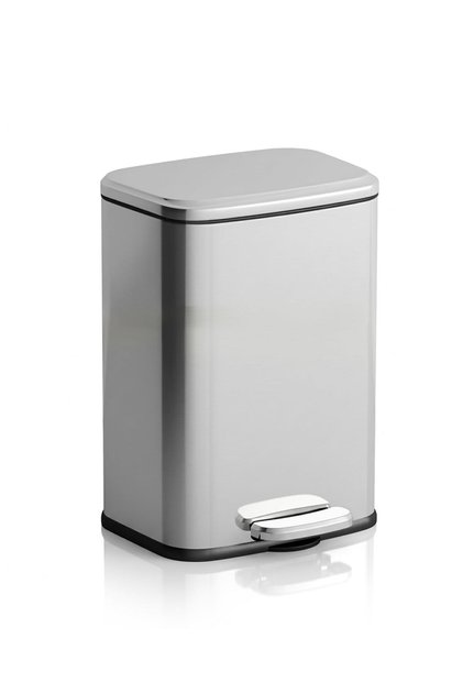 Stainless Steel Foot Pedal Trash Can with Soft-Close Lid – 9L Trash Bin with Removable Inner Bucket, Hands-Free Pedal Garbage Bin for Kitchen, Bathroom, Office & Bedroom - Silver