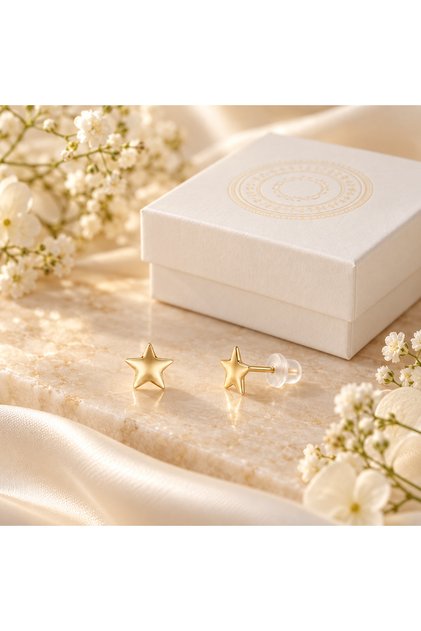 L’Or by Diamanta Cercei Mini Stea pentru Copii din Aur Galben de 9K