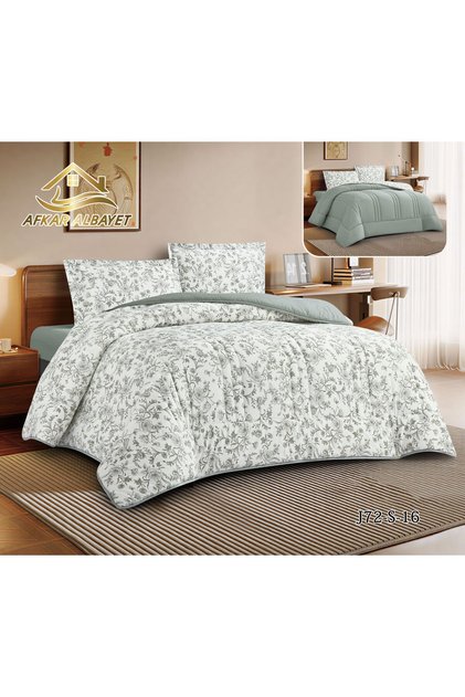 Luxury Summer Airy Plaid Bedspread Twin Size 140X200Cm 4Pcs Soft Microfiber - Quilted Comforter & Elastic Fitted Sheet Set