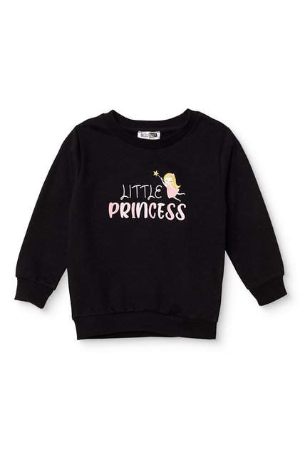 HelloBaby Kız Bebek Sweatshirt Yazı Baskılı Bisiklet Yaka Long Sleeve