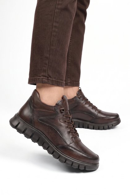 Brown Genuine Leather Anatomical Comfortable Winter Rubber Sole Zippered Women's Boots Z1115