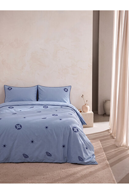 Mariposa 4 Piece 100% Cotton Embroidered Double Duvet Cover Set