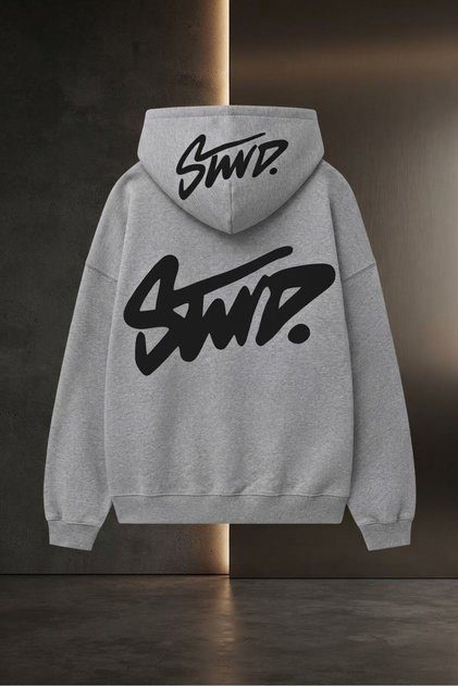 Mooda Unisex Printed Oversized 3-Thread Hooded Sweatshirt
