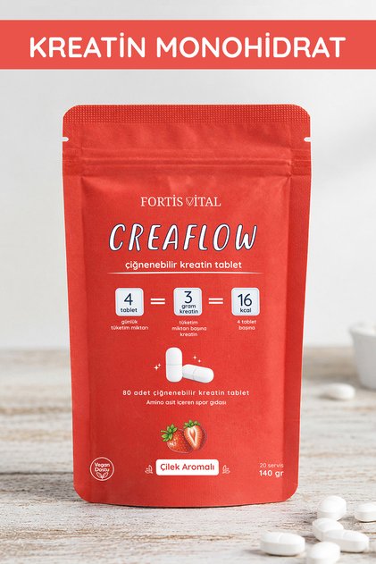 Creaflow Çiğnenebilir Kreatin 80 Tablet (Çilek Aromalı)