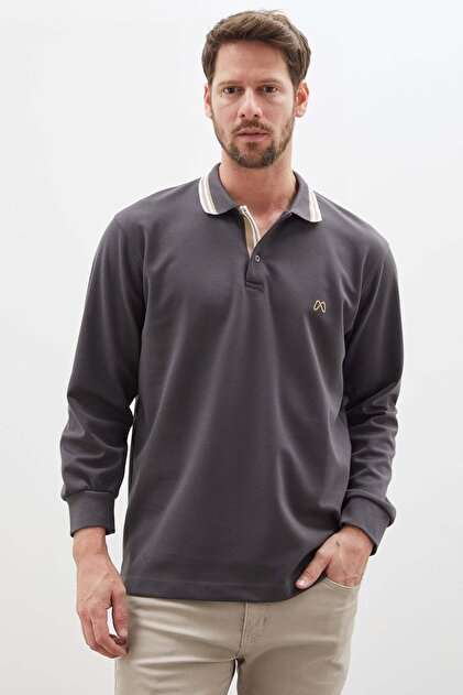 Embroidered Half-Button Polo Collar Modal Sweatshirt