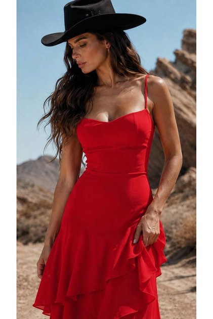 Layered Ruffle Evening Gown Graduation