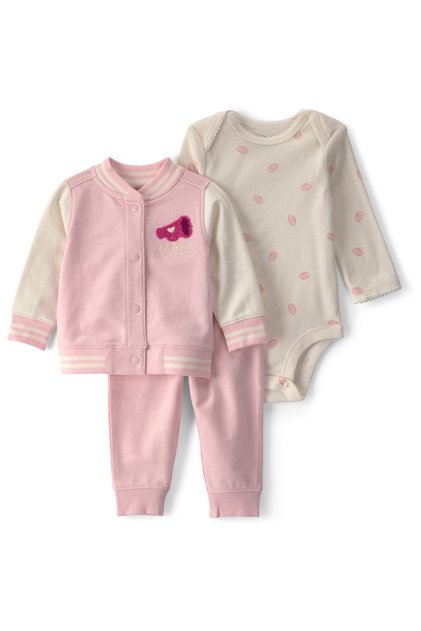 Kız Bebek 3Lü Hırkalı Set 3 Ay-24 Ay Pembe